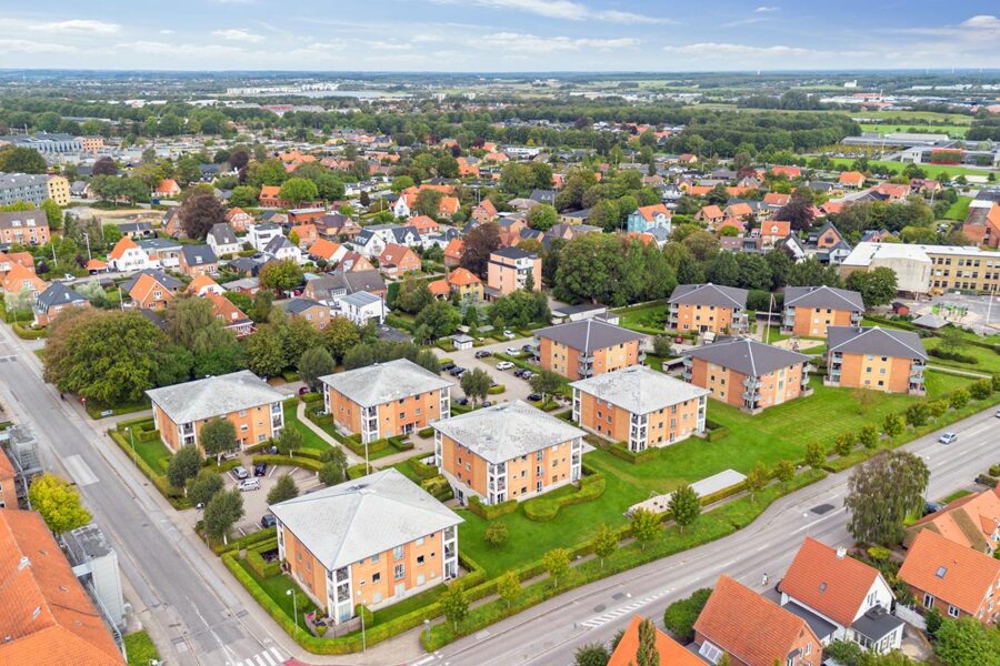 Nørreparken - Overblik over hele området inkl. grønne områder og boligblokke